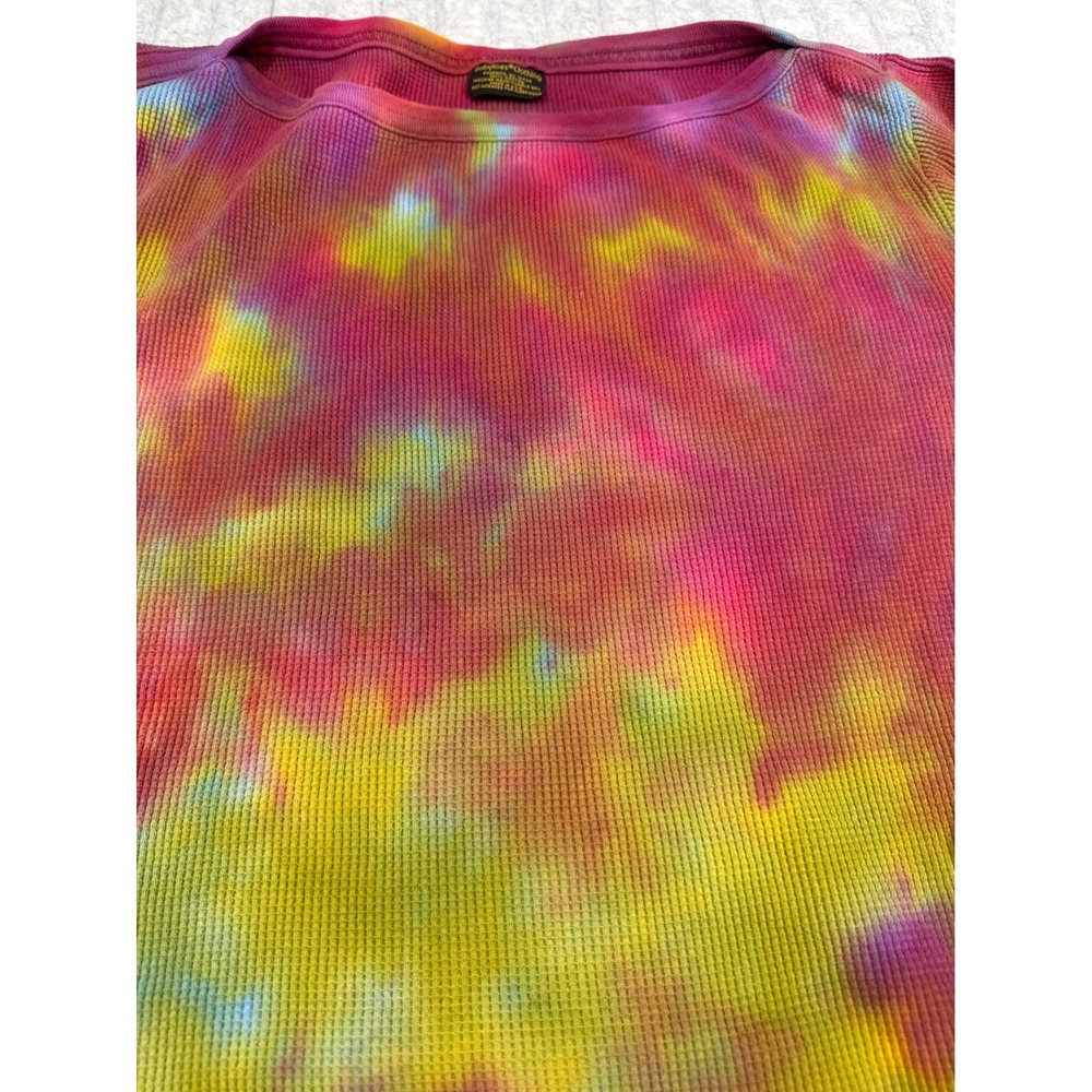 Babytoes Clothing Tie Dye Waffle Knit Thermal Top XL Pink Yellow‎ Made in USA